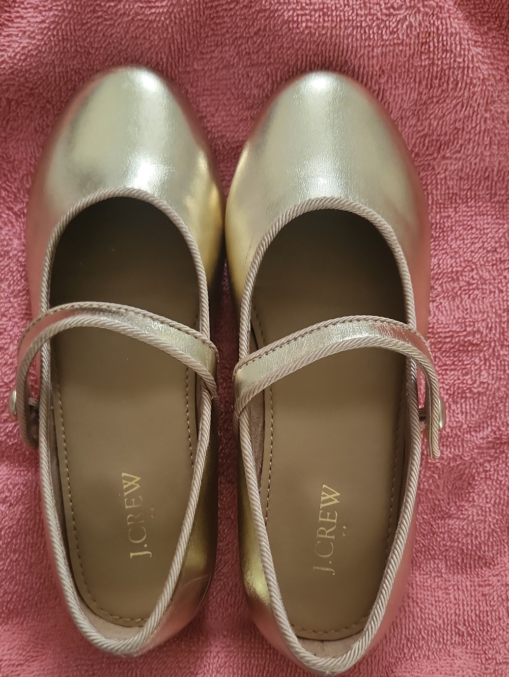 J. Crew Metallic Gold Mary Jane Flats with Strap